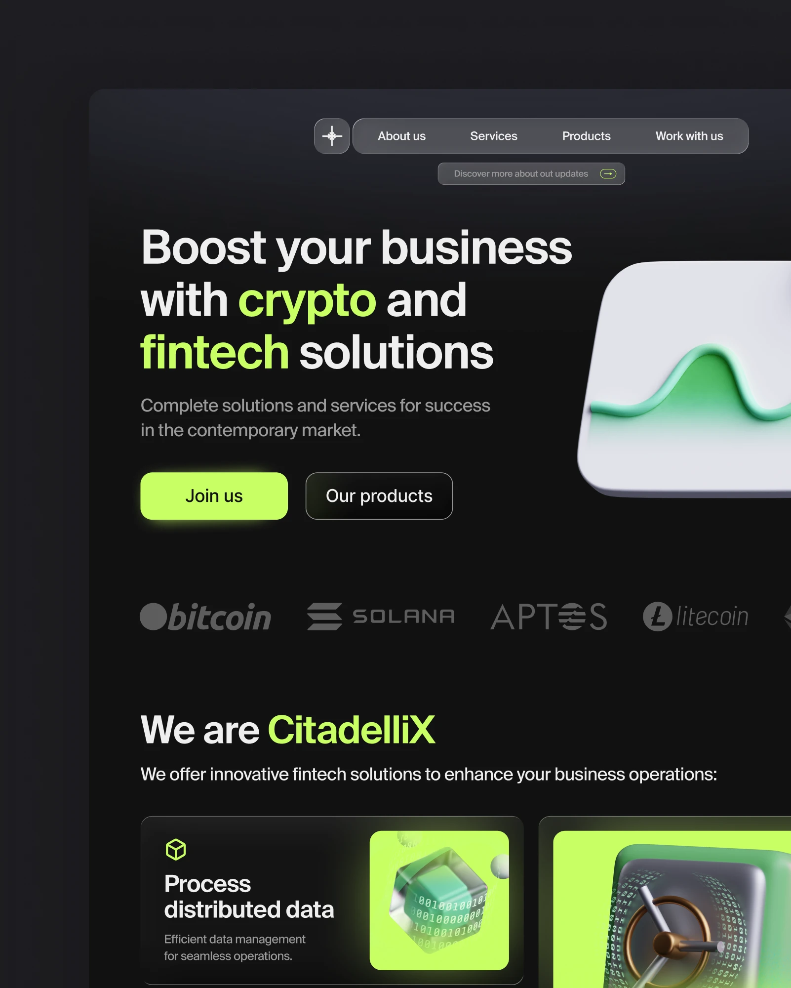 Лендинг финтех-платформы CitadelliX